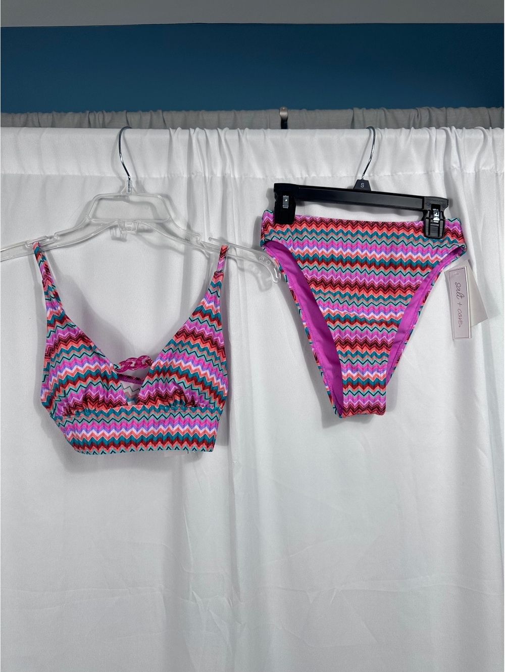 Salt + Cove Multi-Color Front Tab Midkini Bikini Set XS